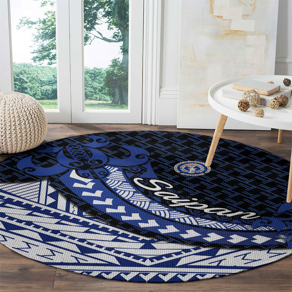 Northern Mariana Islands Saipan Round Carpet Polynesian Tribal Pattern - Commonwealth Seal Art TS04 - Polynesian Pride