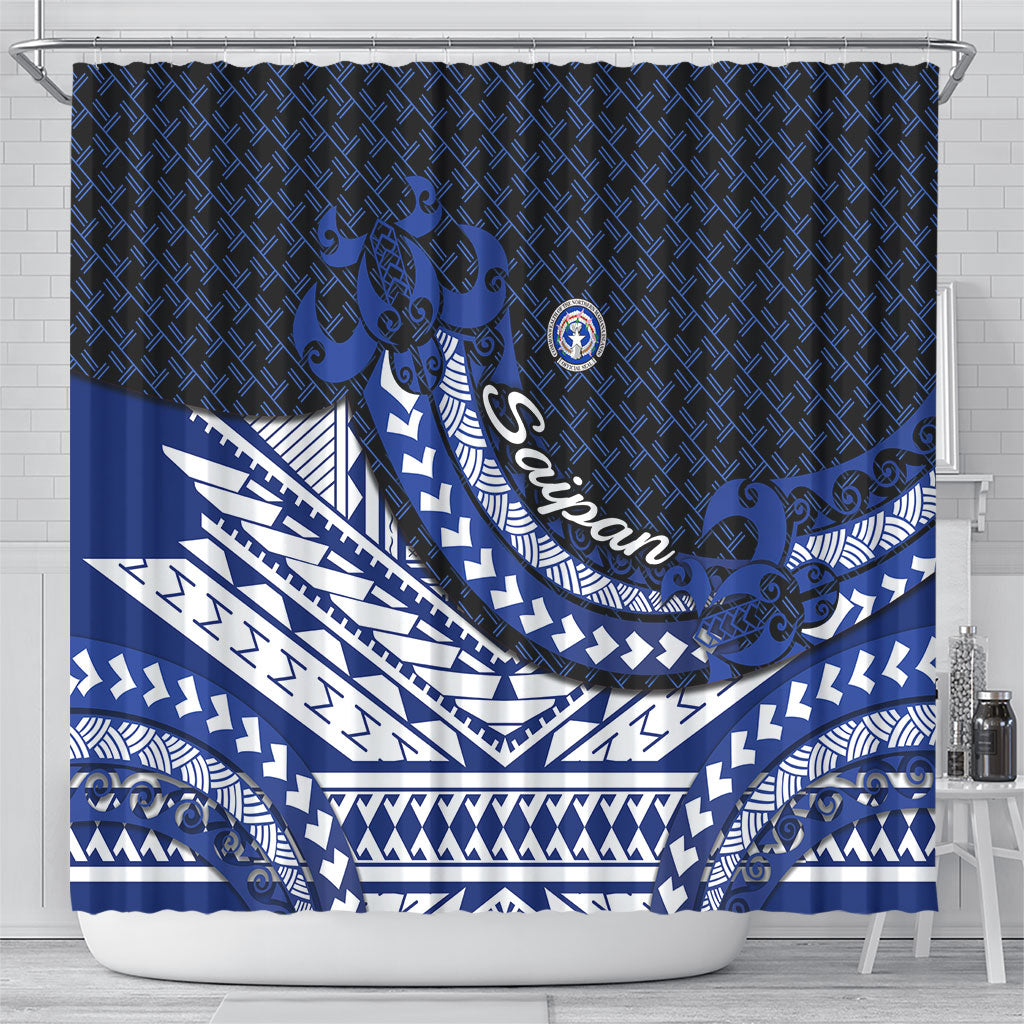 Northern Mariana Islands Saipan Shower Curtain Polynesian Tribal Pattern - Commonwealth Seal Art TS04 - Polynesian Pride