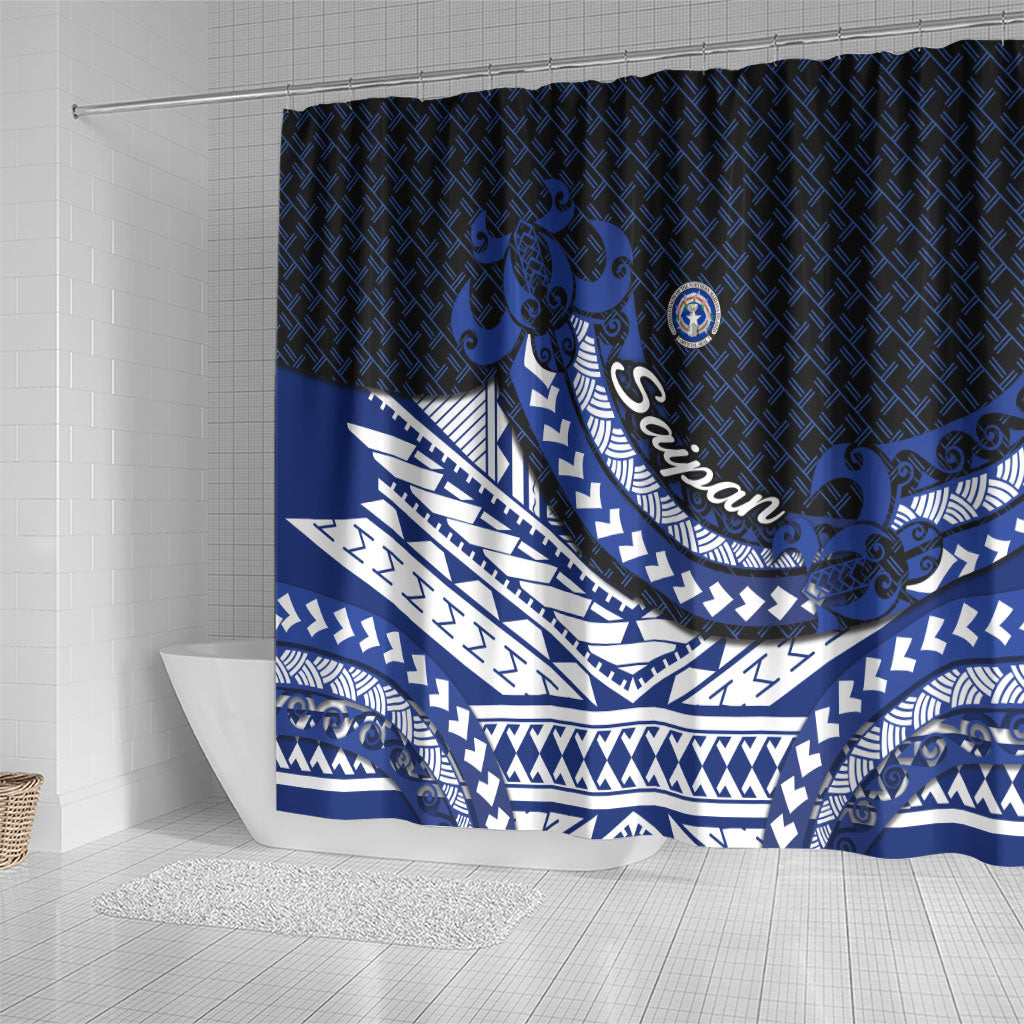 Northern Mariana Islands Saipan Shower Curtain Polynesian Tribal Pattern - Commonwealth Seal Art TS04 - Polynesian Pride
