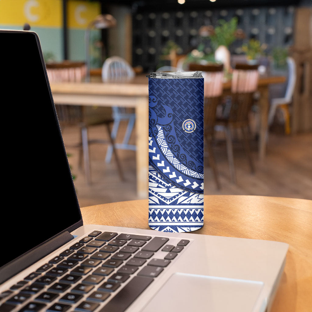Northern Mariana Islands Saipan Skinny Tumbler Polynesian Tribal Pattern - Commonwealth Seal Art TS04 - Polynesian Pride