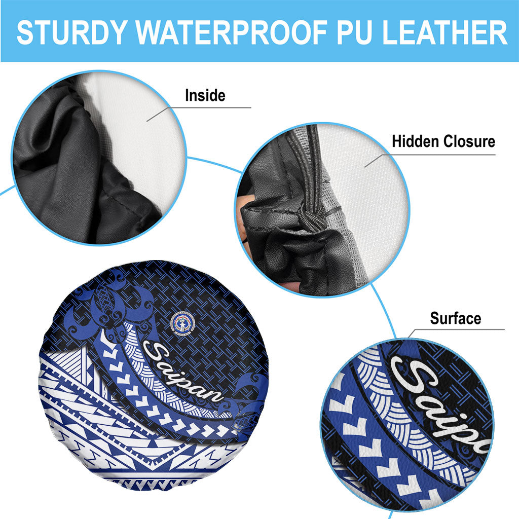 Northern Mariana Islands Saipan Spare Tire Cover Polynesian Tribal Pattern - Commonwealth Seal Art TS04 - Polynesian Pride