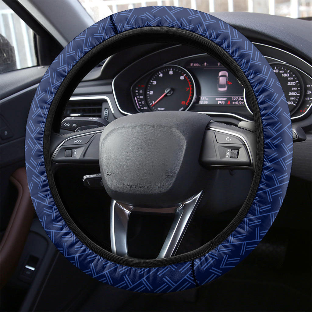 Northern Mariana Islands Saipan Steering Wheel Cover Polynesian Tribal Pattern - Commonwealth Seal Art
