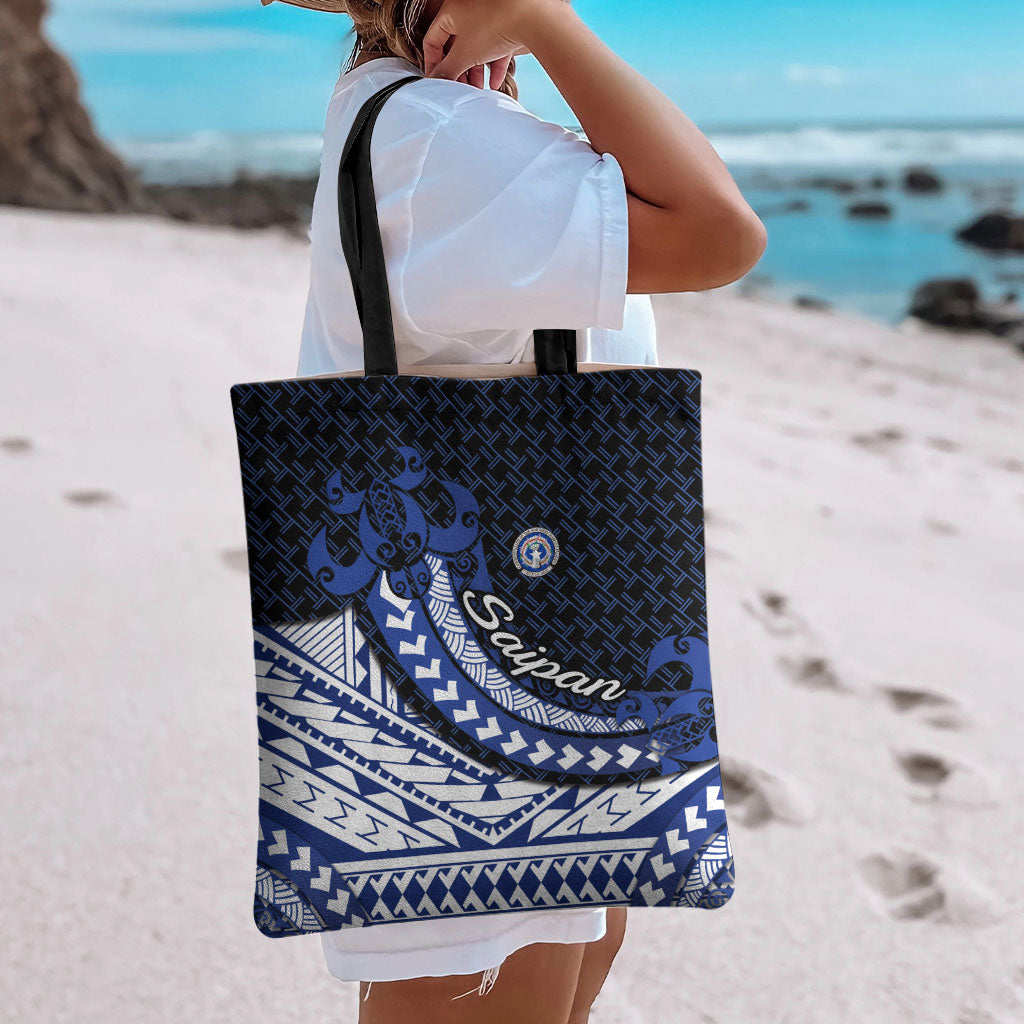 Northern Mariana Islands Saipan Tote Bag Polynesian Tribal Pattern - Commonwealth Seal Art TS04 - Polynesian Pride