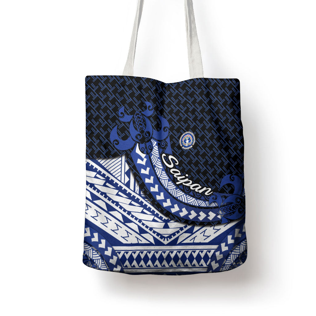 Northern Mariana Islands Saipan Tote Bag Polynesian Tribal Pattern - Commonwealth Seal Art TS04 - Polynesian Pride
