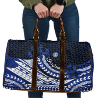 Northern Mariana Islands Saipan Travel Bag Polynesian Tribal Pattern - Commonwealth Seal Art TS04 Blue White - Polynesian Pride