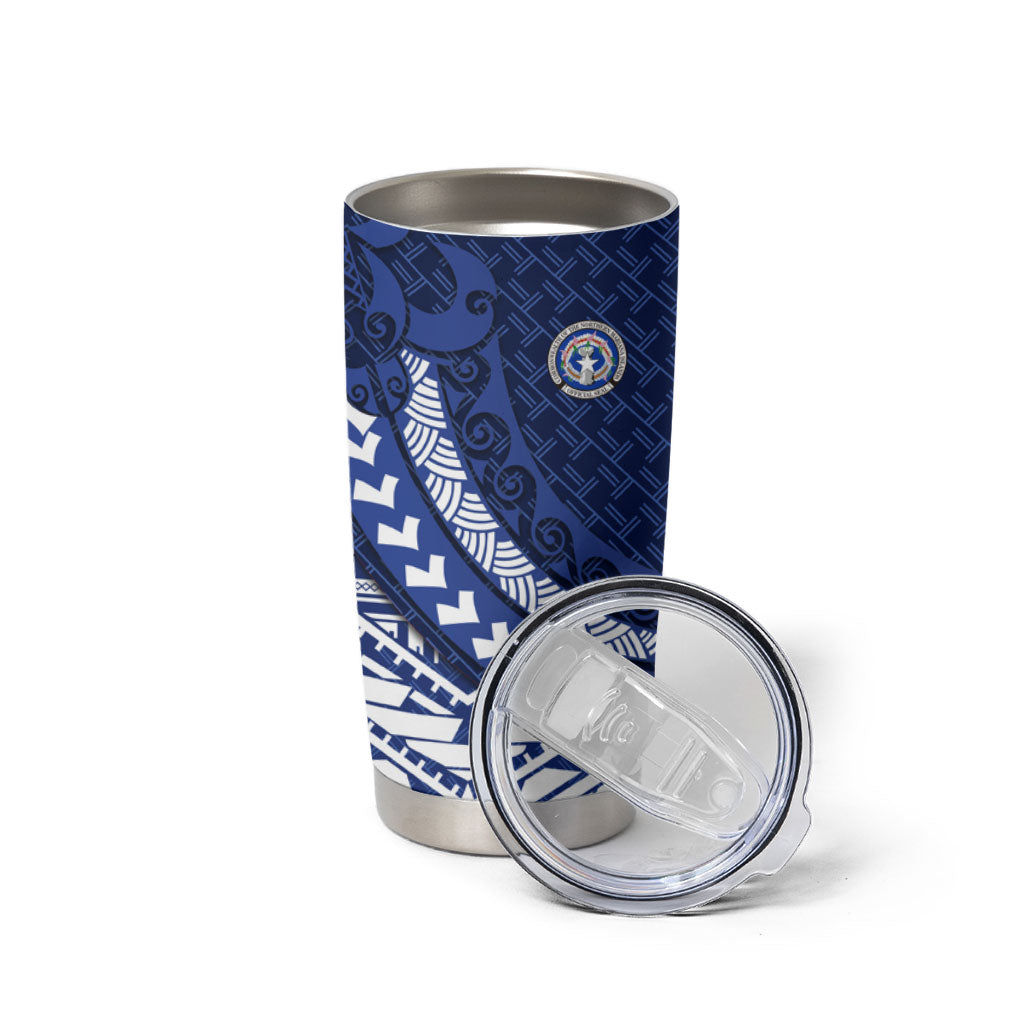 Northern Mariana Islands Saipan Tumbler Cup Polynesian Tribal Pattern - Commonwealth Seal Art TS04 - Polynesian Pride