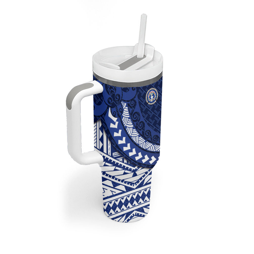 Northern Mariana Islands Saipan Tumbler With Handle Polynesian Tribal Pattern - Commonwealth Seal Art TS04 - Polynesian Pride