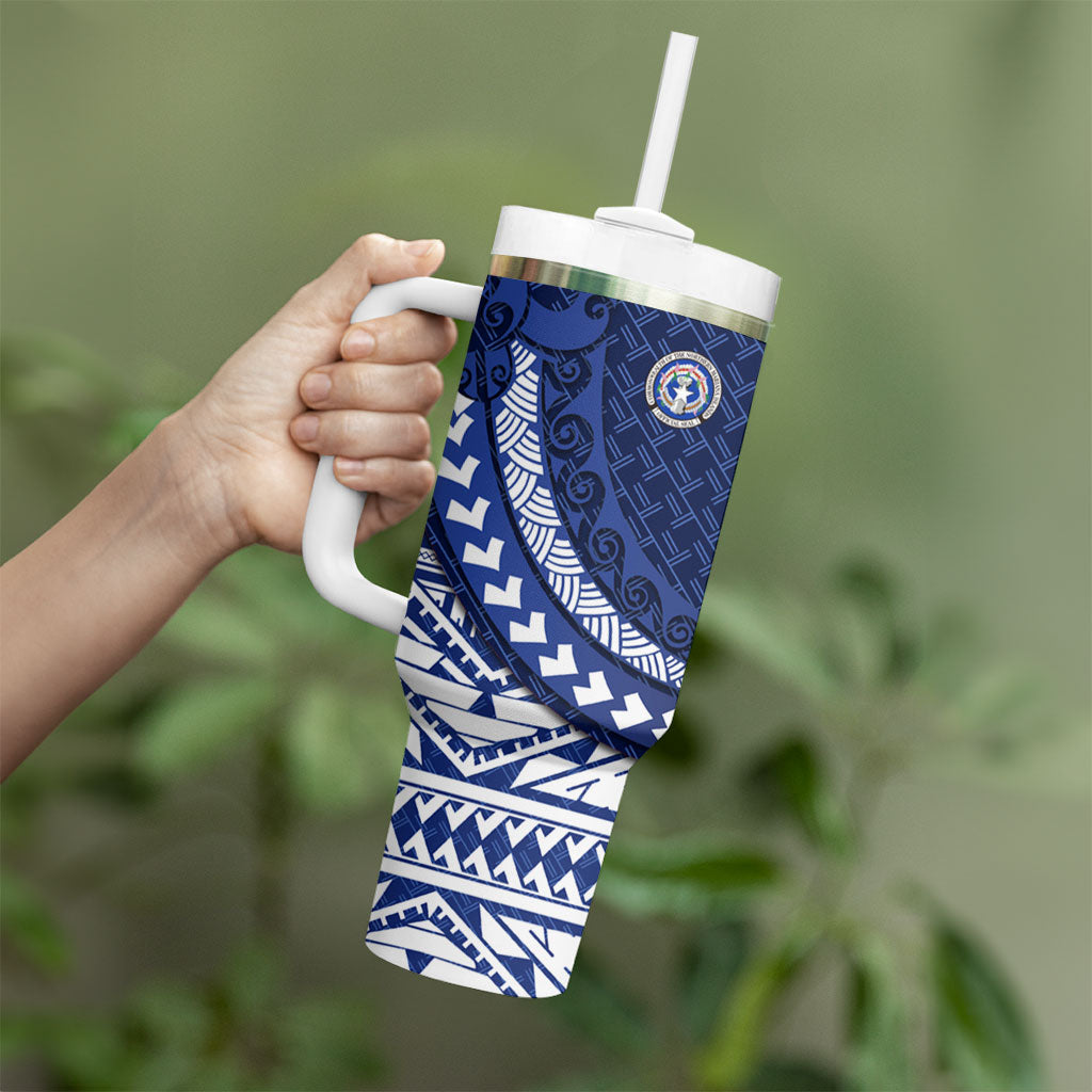Northern Mariana Islands Saipan Tumbler With Handle Polynesian Tribal Pattern - Commonwealth Seal Art TS04 - Polynesian Pride
