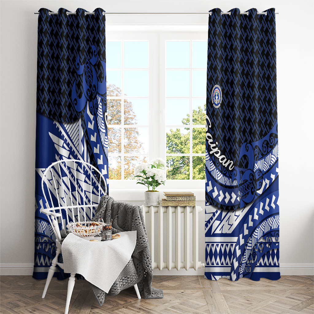 Northern Mariana Islands Saipan Window Curtain Polynesian Tribal Pattern - Commonwealth Seal Art TS04 - Polynesian Pride