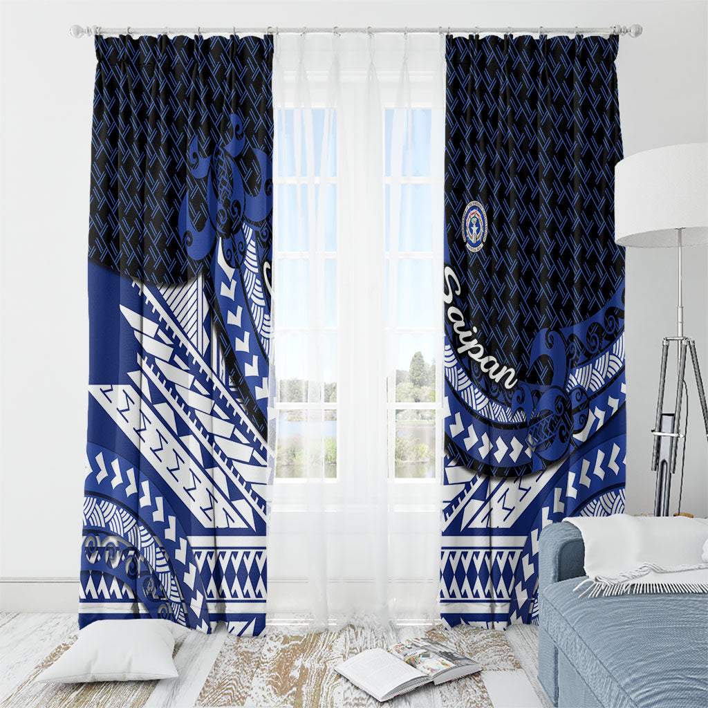 Northern Mariana Islands Saipan Window Curtain Polynesian Tribal Pattern - Commonwealth Seal Art TS04 - Polynesian Pride