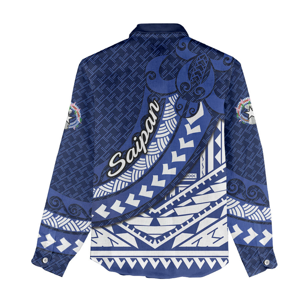 Northern Mariana Islands Saipan Women Casual Shirt Polynesian Tribal Pattern - Commonwealth Seal Art TS04 - Polynesian Pride