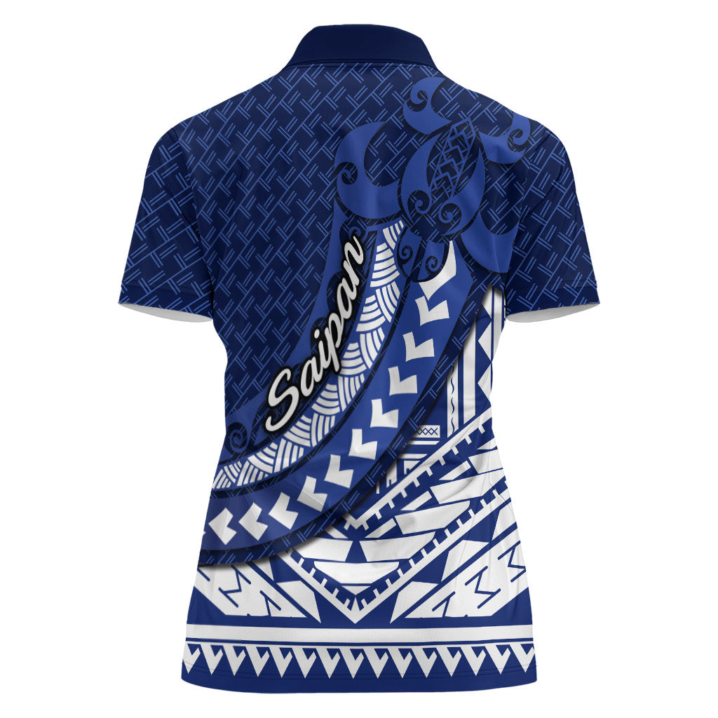 Northern Mariana Islands Saipan Women Polo Shirt Polynesian Tribal Pattern - Commonwealth Seal Art TS04 - Polynesian Pride