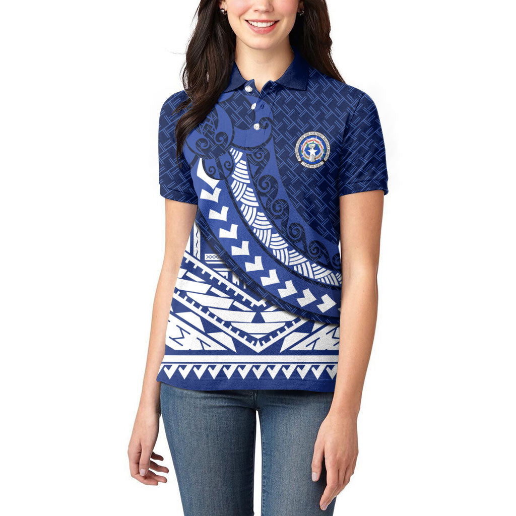 Northern Mariana Islands Saipan Women Polo Shirt Polynesian Tribal Pattern - Commonwealth Seal Art TS04 - Polynesian Pride