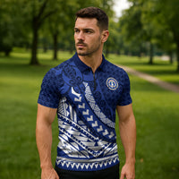 Northern Mariana Islands Saipan Zipper Polo Shirt Polynesian Tribal Pattern - Commonwealth Seal Art TS04 - Polynesian Pride