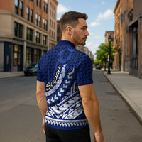 Northern Mariana Islands Saipan Zipper Polo Shirt Polynesian Tribal Pattern - Commonwealth Seal Art TS04 - Polynesian Pride