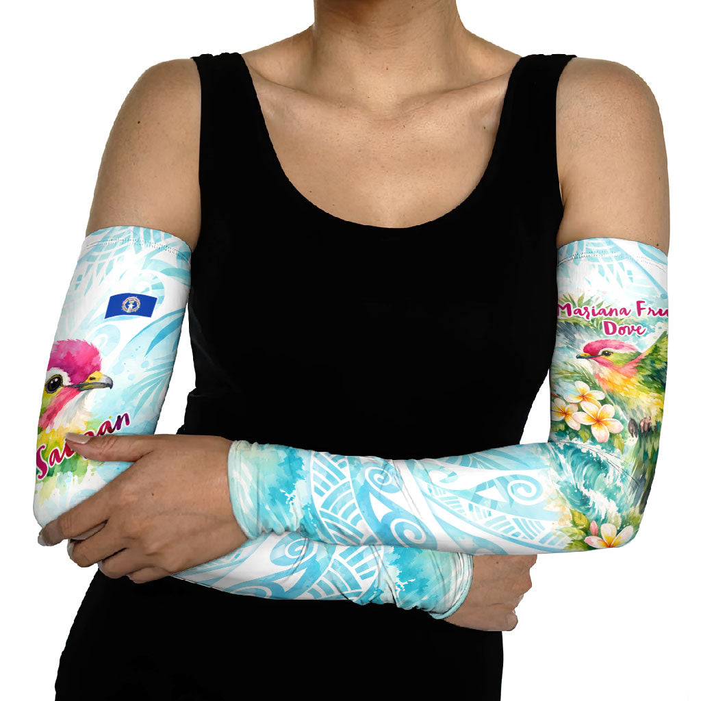 Saipan CMNI Arm Sleeves Polynesian Northern Mariana Islands Fruit Dove Watercolor TS04 - Polynesian Pride