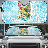 Saipan CMNI Auto Sun Shade Polynesian Northern Mariana Islands Fruit Dove Watercolor TS04 Blue White - Polynesian Pride