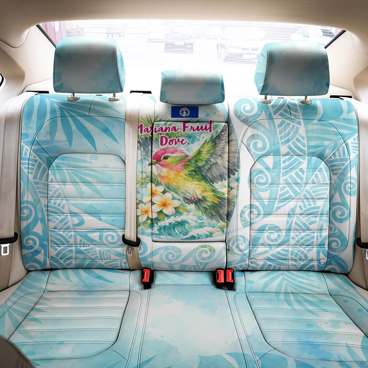 Saipan CMNI Back Car Seat Cover Polynesian Northern Mariana Islands Fruit Dove Watercolor TS04 - Polynesian Pride