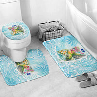 Saipan CMNI Bathroom Set Polynesian Northern Mariana Islands Fruit Dove Watercolor TS04 Mat Set Only (3 pcs) One Size Blue White - Polynesian Pride