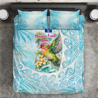 Saipan CMNI Bedding Set Polynesian Northern Mariana Islands Fruit Dove Watercolor TS04 Blue White - Polynesian Pride