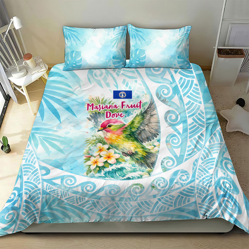 Saipan CMNI Bedding Set Polynesian Northern Mariana Islands Fruit Dove Watercolor TS04 - Polynesian Pride