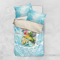 Saipan CMNI Bedding Set Polynesian Northern Mariana Islands Fruit Dove Watercolor TS04 US Twin 172cm x 218cm Blue White - Polynesian Pride