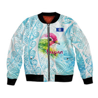 Saipan CMNI Bomber Jacket Polynesian Northern Mariana Islands Fruit Dove Watercolor