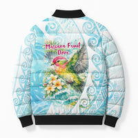 Saipan CMNI Bomber Puffer Jacket Polynesian Northern Mariana Islands Fruit Dove Watercolor