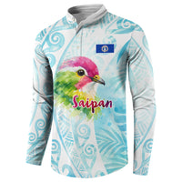 Saipan CMNI Button Sweatshirt Polynesian Northern Mariana Islands Fruit Dove Watercolor TS04 - Polynesian Pride