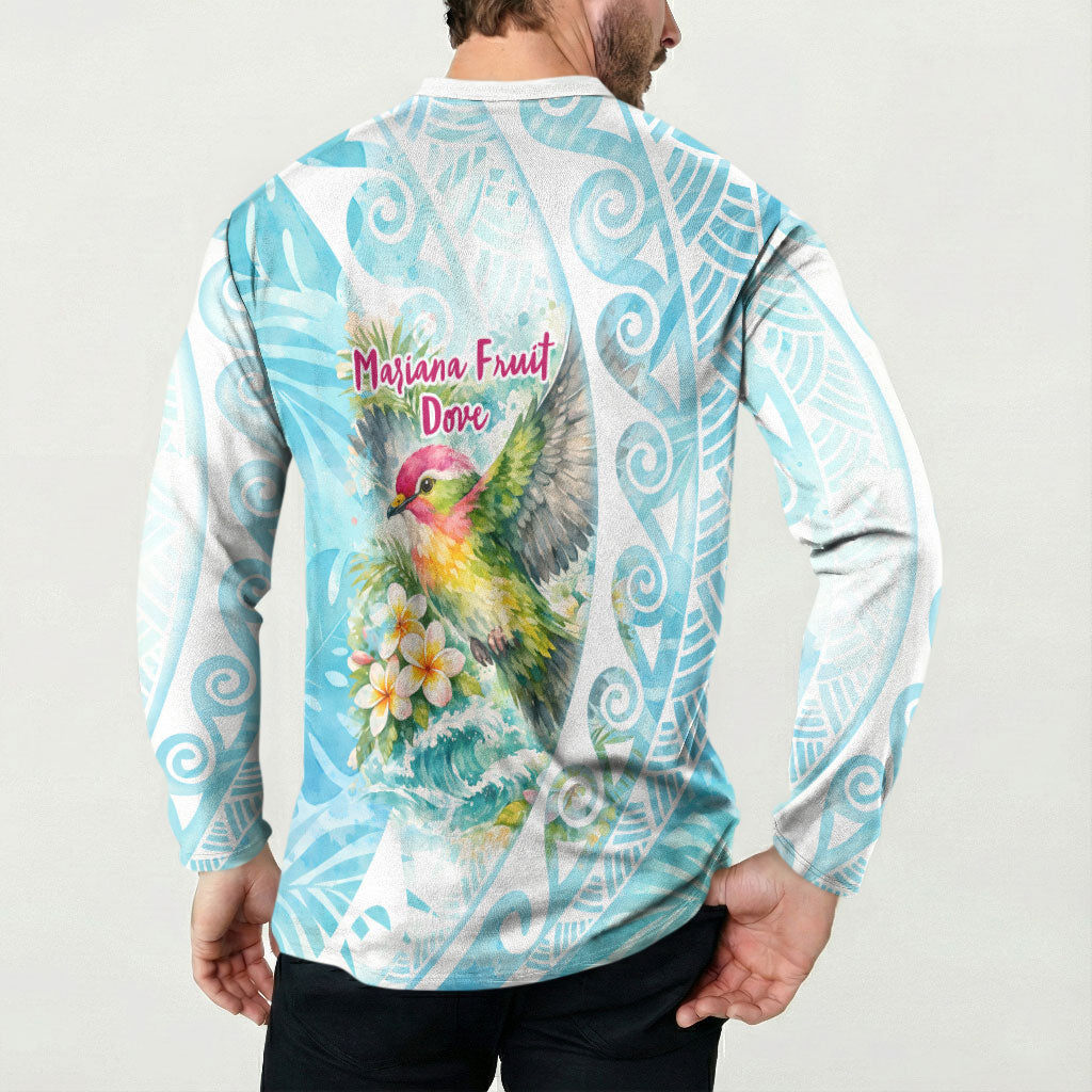 Saipan CMNI Button Sweatshirt Polynesian Northern Mariana Islands Fruit Dove Watercolor TS04 - Polynesian Pride