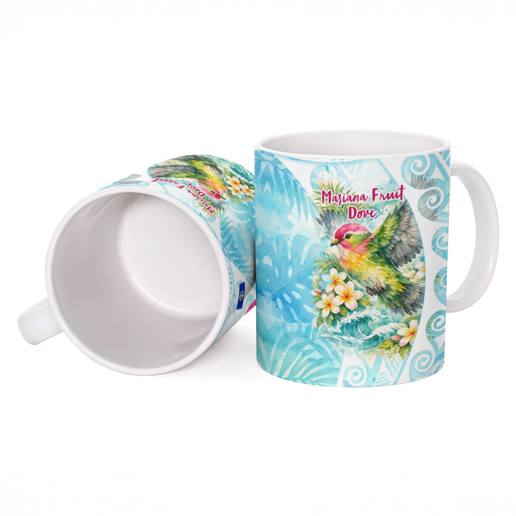 Saipan CMNI Ceramic Mug Polynesian Northern Mariana Islands Fruit Dove Watercolor