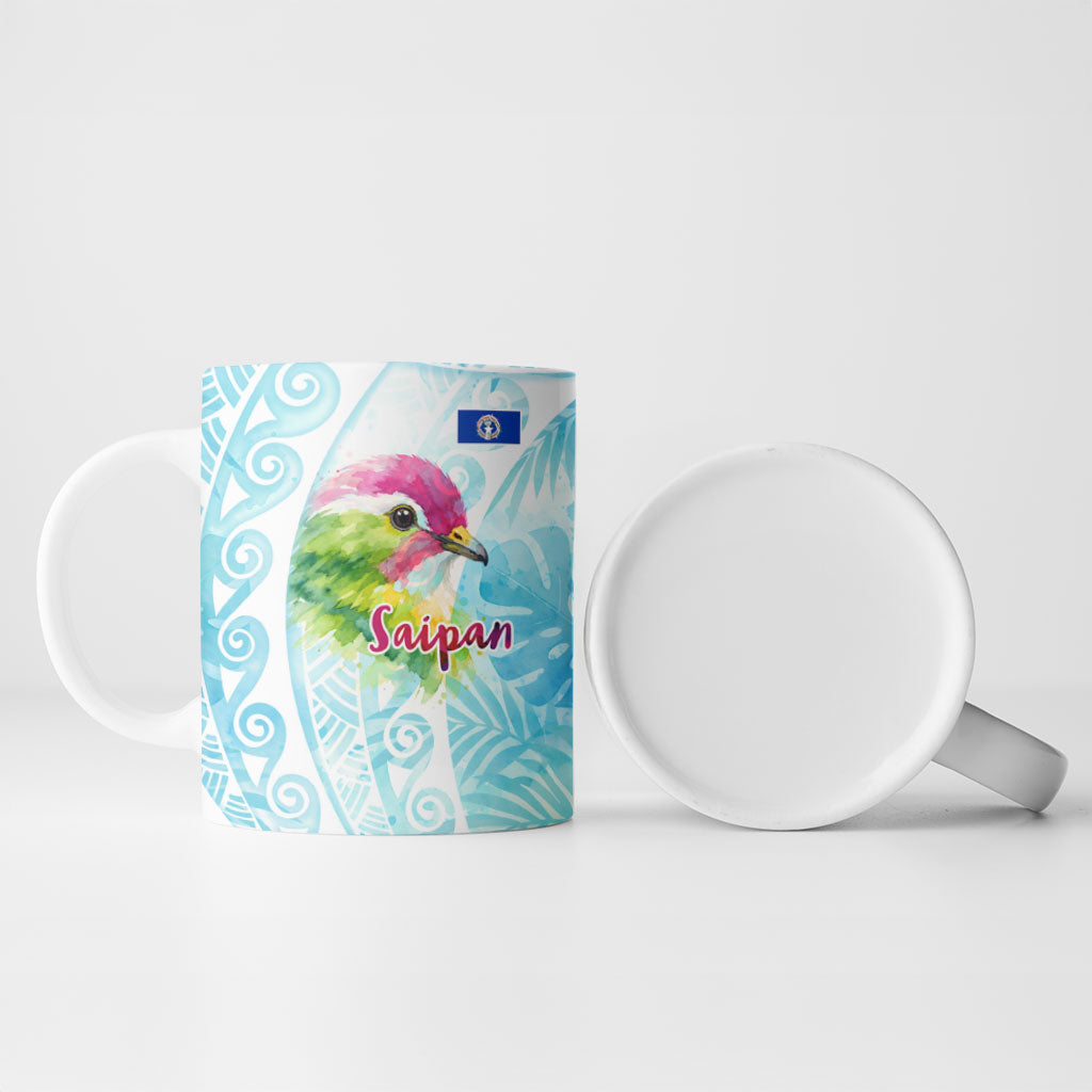 Saipan CMNI Ceramic Mug Polynesian Northern Mariana Islands Fruit Dove Watercolor