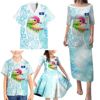 Saipan CMNI Family Matching Puletasi and Hawaiian Shirt Polynesian Northern Mariana Islands Fruit Dove Watercolor