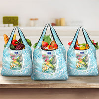 Saipan CMNI Grocery Bag Polynesian Northern Mariana Islands Fruit Dove Watercolor TS04 3-pack One Size Blue White - Polynesian Pride