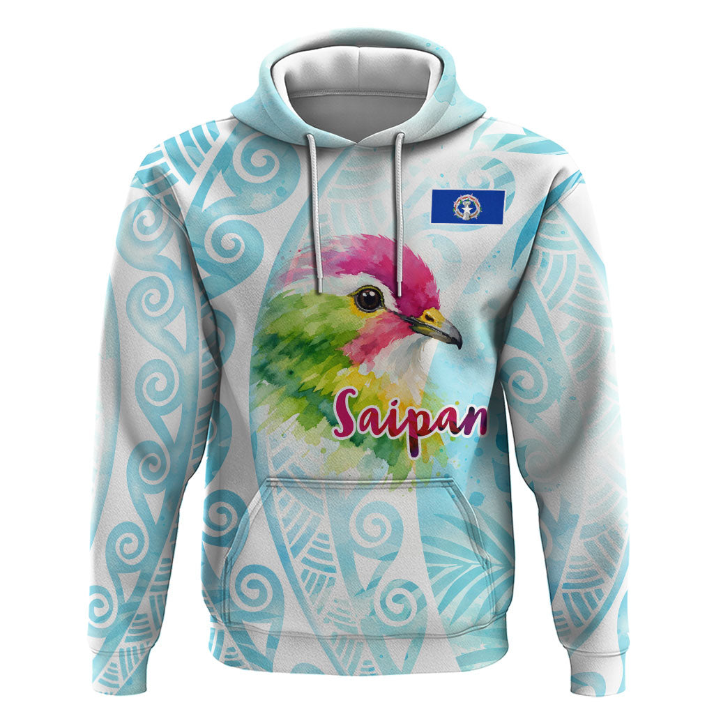 Saipan CMNI Hoodie Polynesian Northern Mariana Islands Fruit Dove Watercolor
