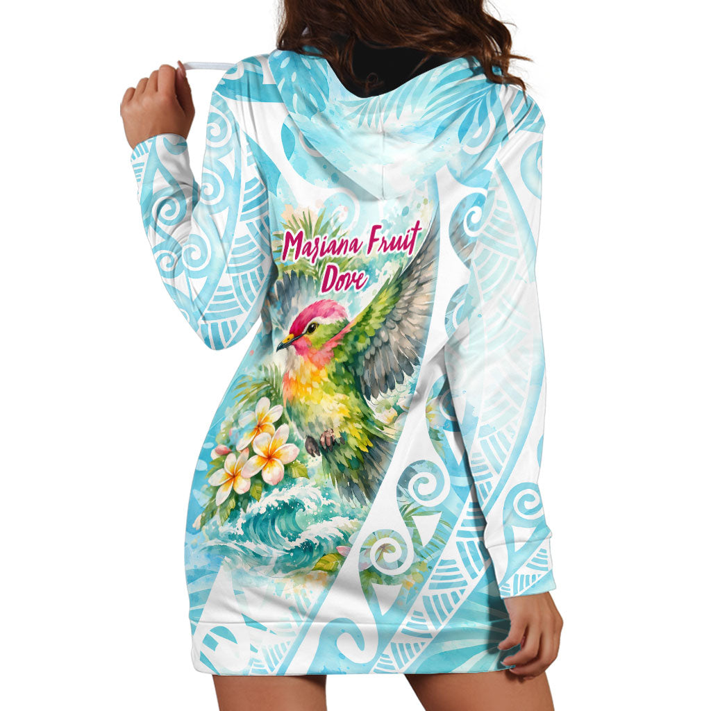 Saipan CMNI Hoodie Dress Polynesian Northern Mariana Islands Fruit Dove Watercolor