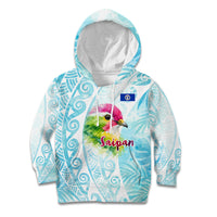 Saipan CMNI Kid Hoodie Polynesian Northern Mariana Islands Fruit Dove Watercolor TS04 Hoodie Blue White - Polynesian Pride
