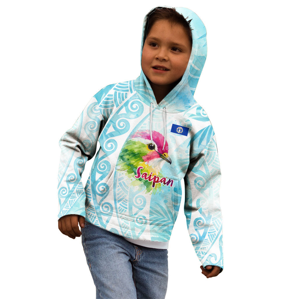 Saipan CMNI Kid Hoodie Polynesian Northern Mariana Islands Fruit Dove Watercolor TS04 - Polynesian Pride