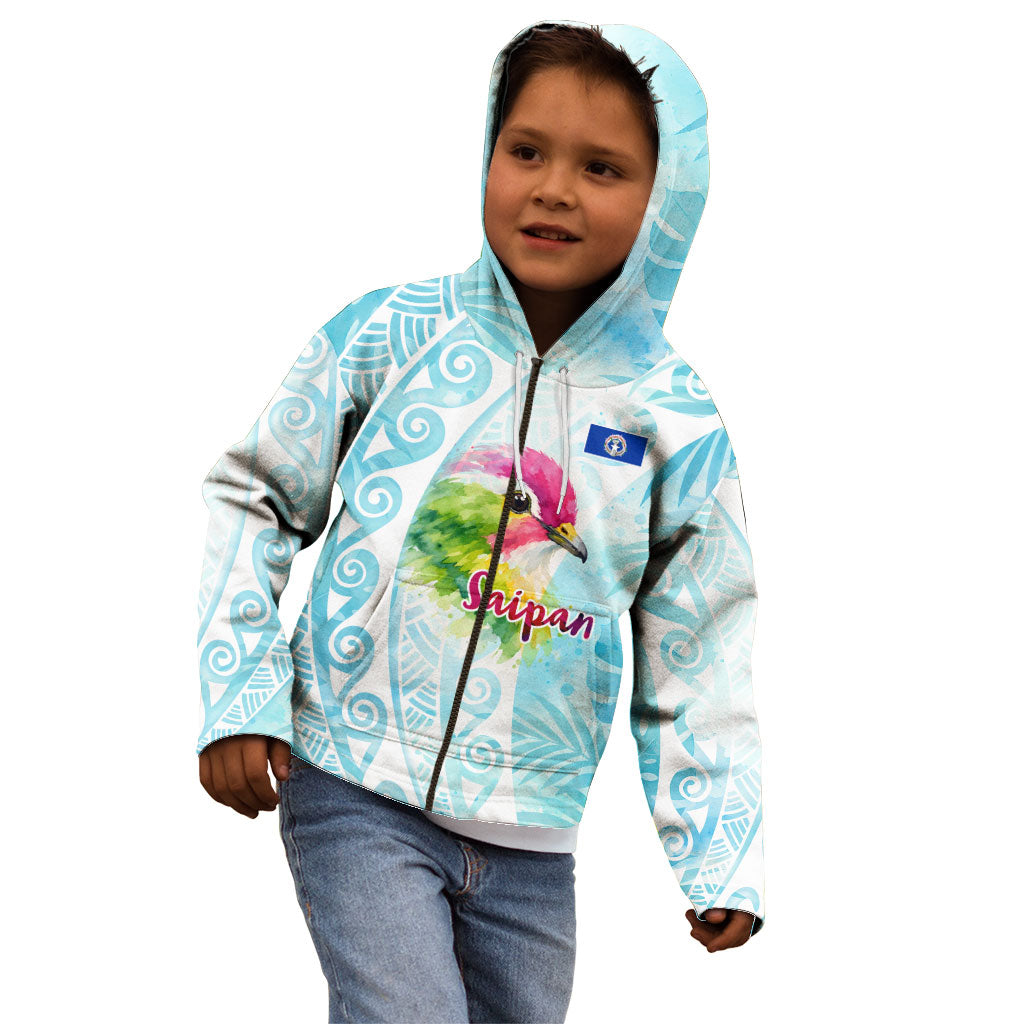 Saipan CMNI Kid Hoodie Polynesian Northern Mariana Islands Fruit Dove Watercolor TS04 - Polynesian Pride