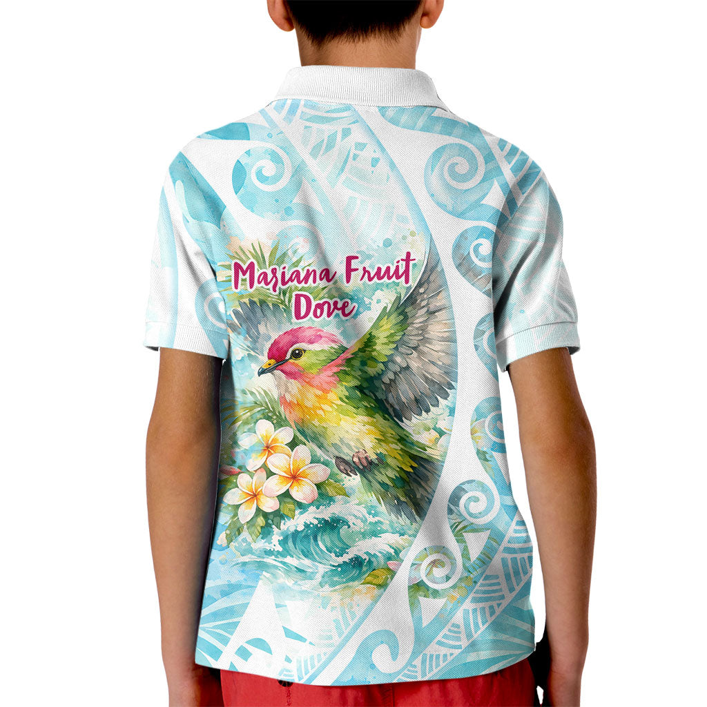 Saipan CMNI Kid Polo Shirt Polynesian Northern Mariana Islands Fruit Dove Watercolor