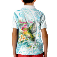 Saipan CMNI Kid Polo Shirt Polynesian Northern Mariana Islands Fruit Dove Watercolor