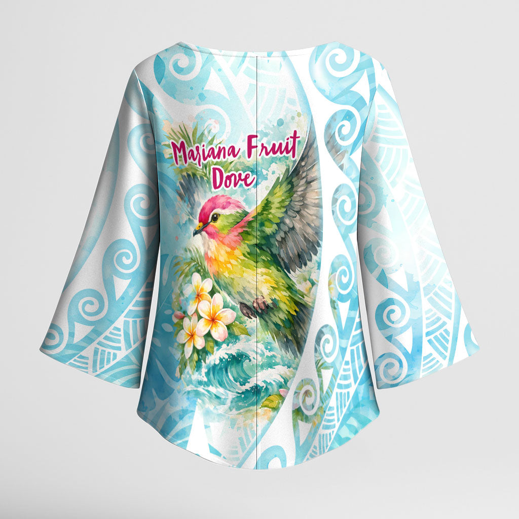 Saipan CMNI Kimono Sleeve Blouse Polynesian Northern Mariana Islands Fruit Dove Watercolor TS04 - Polynesian Pride