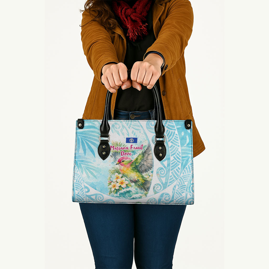 Saipan CMNI Leather Bag Polynesian Northern Mariana Islands Fruit Dove Watercolor TS04 - Polynesian Pride