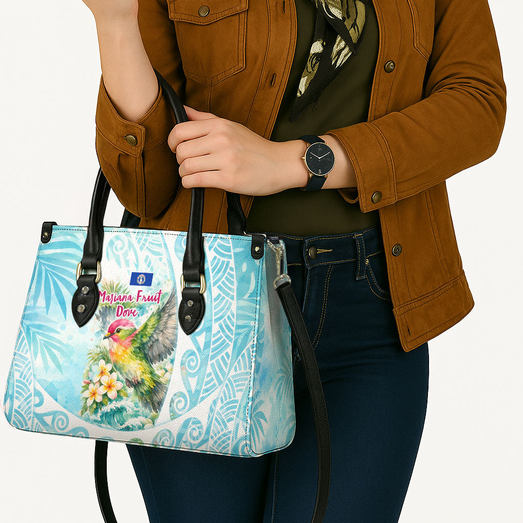 Saipan CMNI Leather Bag Polynesian Northern Mariana Islands Fruit Dove Watercolor TS04 - Polynesian Pride