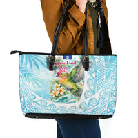 Saipan CMNI Leather Tote Bag Polynesian Northern Mariana Islands Fruit Dove Watercolor