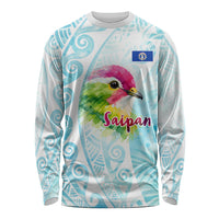 Saipan CMNI Long Sleeve Shirt Polynesian Northern Mariana Islands Fruit Dove Watercolor