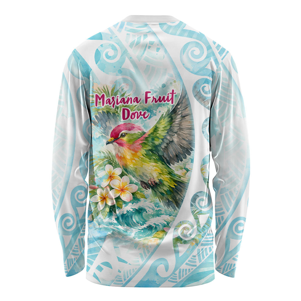 Saipan CMNI Long Sleeve Shirt Polynesian Northern Mariana Islands Fruit Dove Watercolor