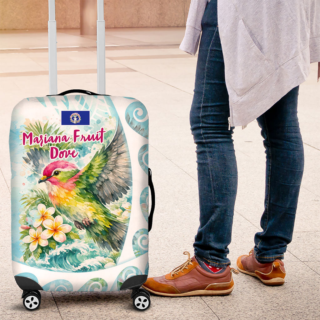 Saipan CMNI Luggage Cover Polynesian Northern Mariana Islands Fruit Dove Watercolor TS04 Blue White - Polynesian Pride