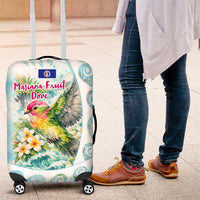 Saipan CMNI Luggage Cover Polynesian Northern Mariana Islands Fruit Dove Watercolor TS04 Blue White - Polynesian Pride
