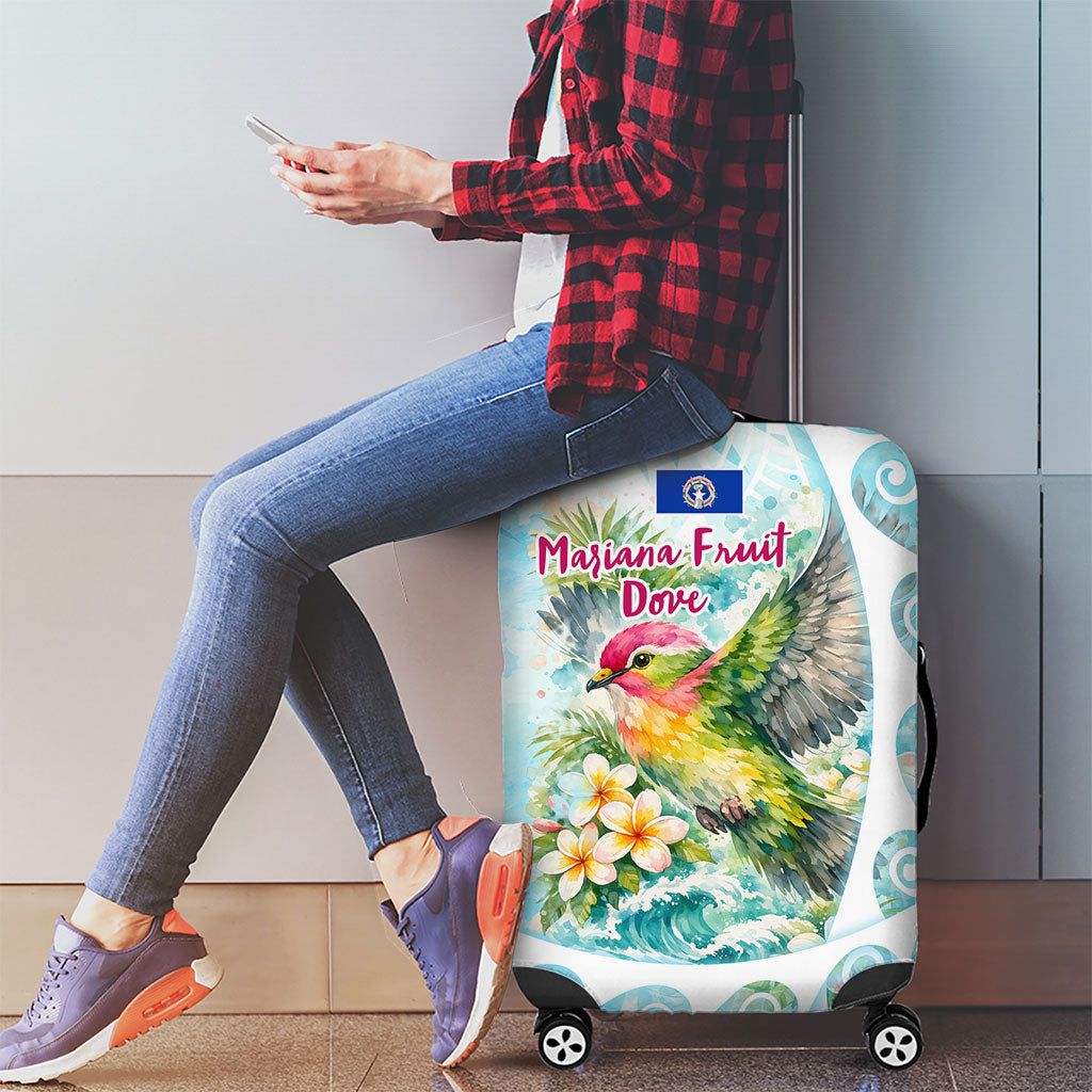 Saipan CMNI Luggage Cover Polynesian Northern Mariana Islands Fruit Dove Watercolor TS04 - Polynesian Pride